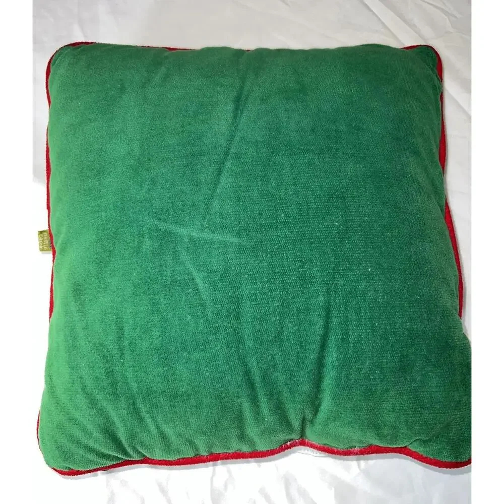 VTG 1980s Nettle Creek Holiday Throw Pillow Lace Christmas Tree Red Trim 13 x 13